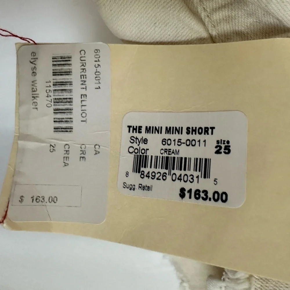 NWT Current/Elliott Cream The Mini Mini Short Sz 25 - Picture 2 of 4